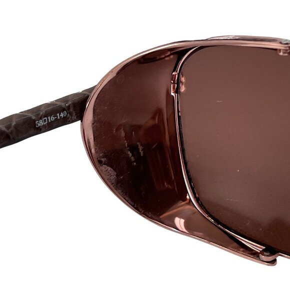 Linda Farrow Rose Gold Titanium Snakeskin Folding Blinker Aviator Sunglasses - Picture 3 of 14
